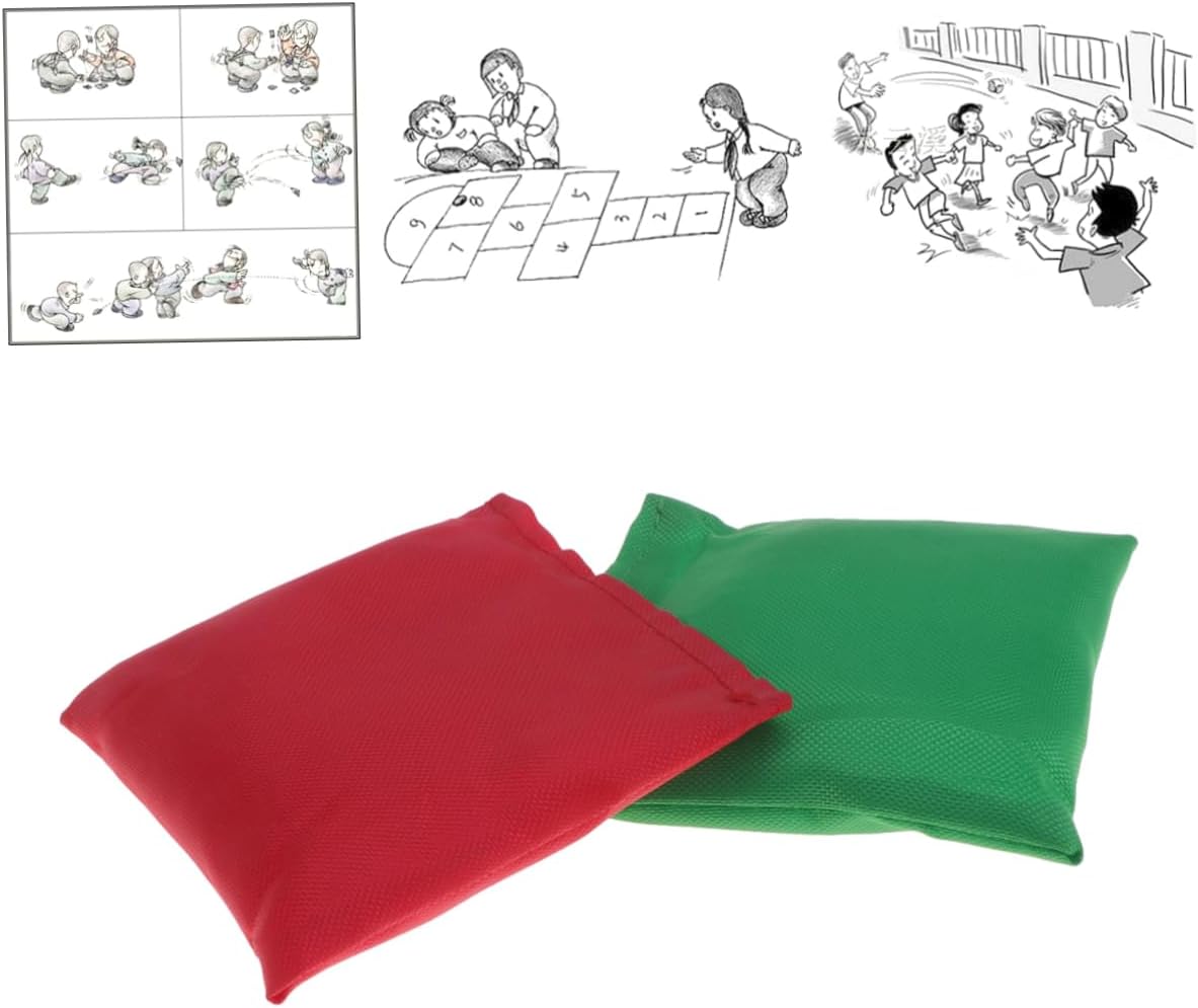 Abaodam 2Pcs Plastic Granules Sandbags for Lightweight Bean Bags Red and Green for Playing and Outdoor Games