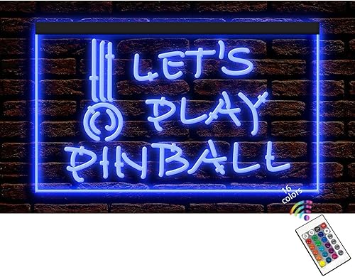 Miniatura 5 de 230042 Let's Play Pinball - Letrero de neón con luz LED para sala de juegos (12 x 8 pulgadas, azul)