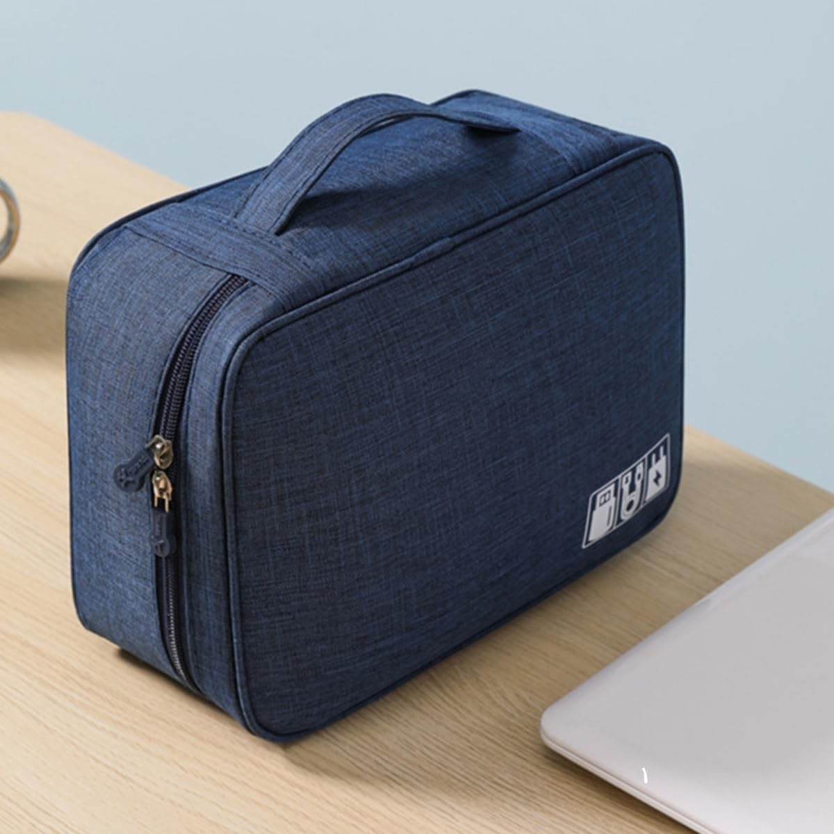 Bolsa Organizador de Cabos e Fios Acessórios Eletrónicos para Viagem a Prova de Água Estojo Necessaire Organizadora com Divisórias Multifuncional Carregadores Video Game Câmeras (Preto)