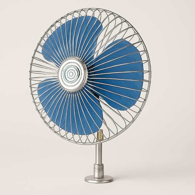 Boosty® 12V DC Fan – High-Speed Portable Cooling Fan with Powerful Blades, Adjustable Angle & Strong Clip – Ideal for Cars, RVs, Trucks, and Home Use – Metal Frame (6-inch, Multicolor) (Steel)