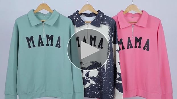 QLIPIN Mama Sweatshirt Women Mom Life Zip Up Pullover Lapel