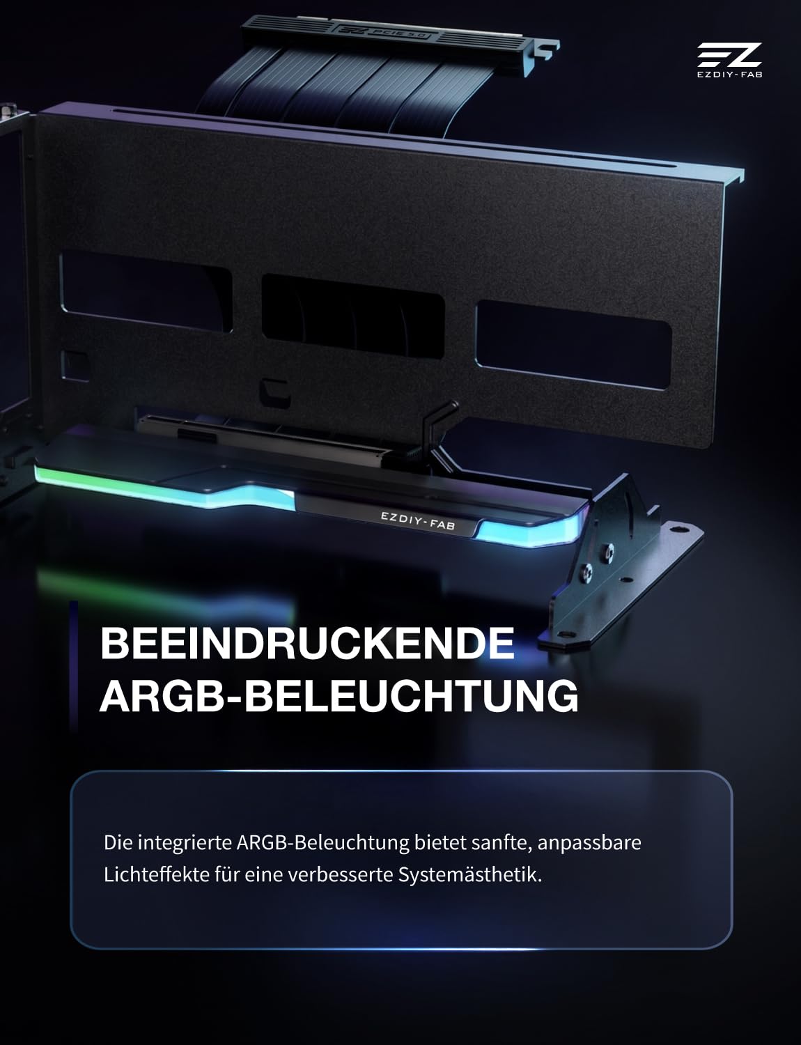 EZDIY-FAB AH18 PCIe 5.0 ARGB Multiwinkel Vertical GPU Mount Kit,Schwarz