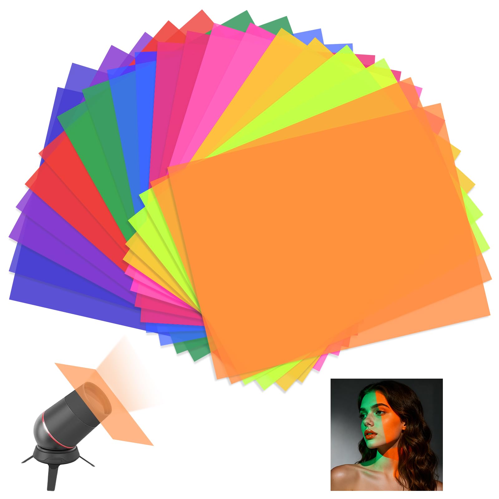 20 Pezzi Filtri Colorati Gel A4,10 Colori per Studio e Illuminazione, Filtri di Correzione Colore Trasparenti, Ideali per Fotografia, Video, Decorazione Feste e Progetti Fai da Te (20 Pezzi)