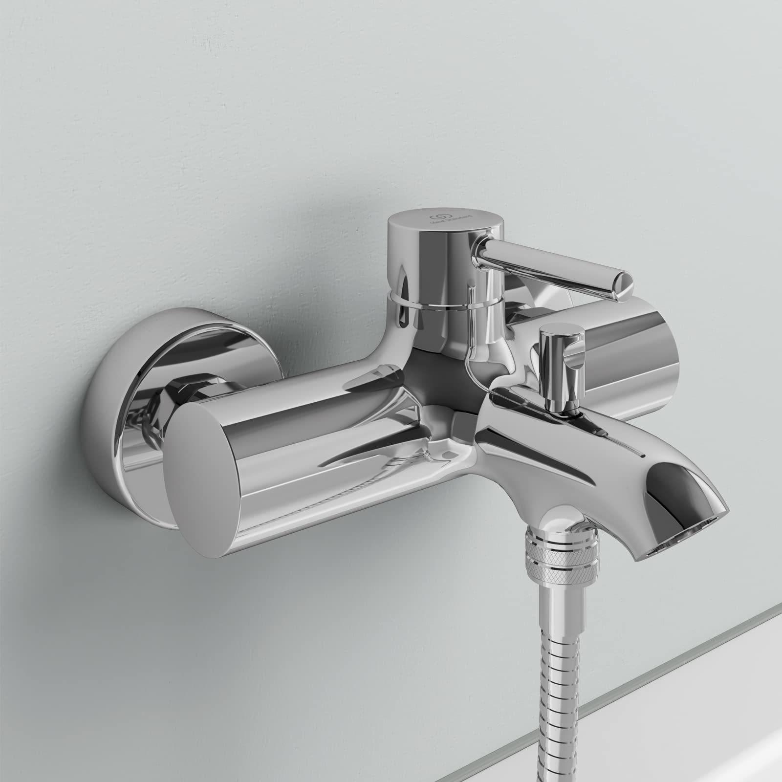 Ideal Standard BC199AA Ceraline Badearmatur zur Wandmontage – Einhebel-Badearmatur Aufputz DN 15 Ausladung 168 mm in Chrom