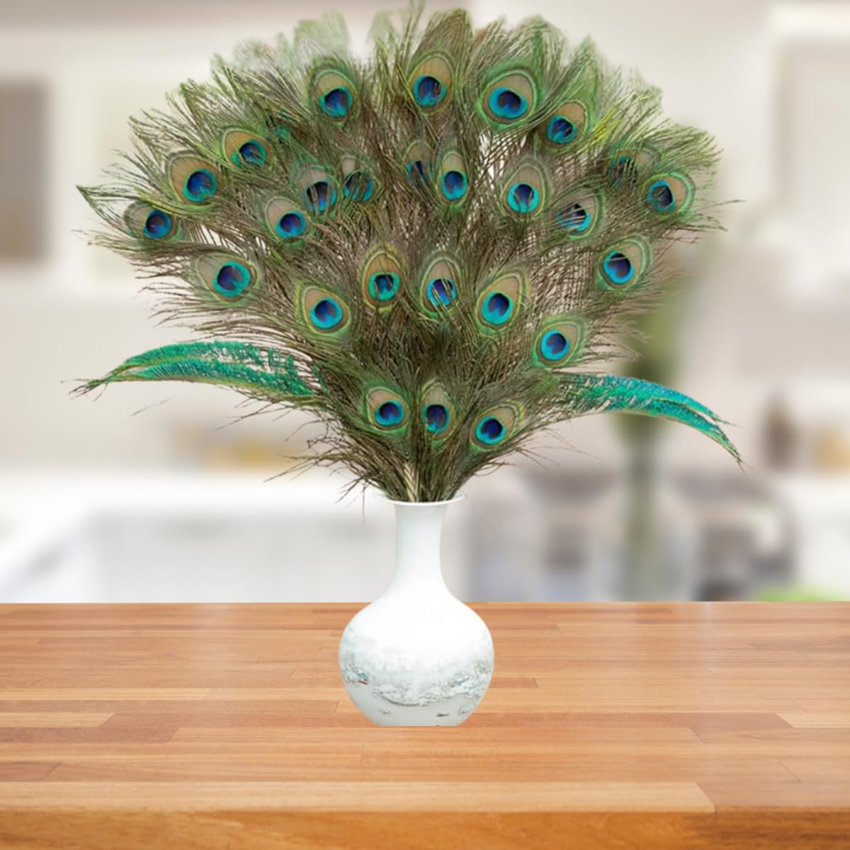 Amazon.co.jp: Braceus 10個 天然孔雀の羽 目付き 尾羽 家の装飾用