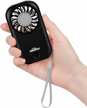 WHATOOK Handheld Mini Fan Small Personal Portable Speed USB Rechargeable Eyelash Fan Lightweight USB Rechargeable for Travel Makeup Girl Women Summer Gift Black