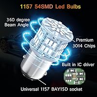 Vista 4 de Bombilla LED de freno 1157 roja, 12V-24V 1157 7528 2357 2057 BAY15D Bombilla LED de repuesto para luz de freno, luz trasera para automóvil, RV