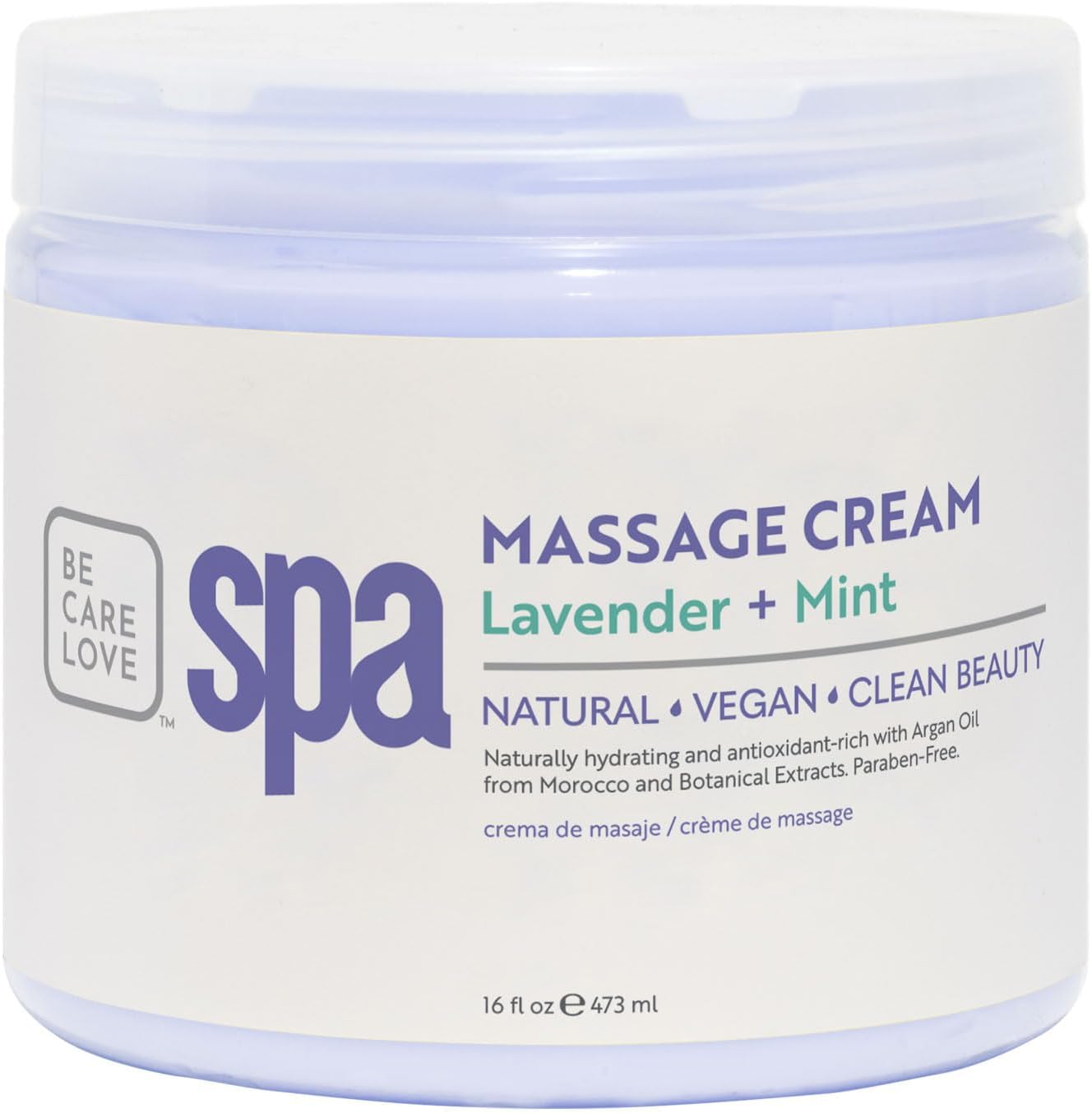 BCL SPA Massage Cream – Body Lotion & Body Cream with Organic Lavender + Mint, Shea Butter, Kelp, Arnica, Aloe Vera, Argan and Jojoba Oils – Calm, Moisturize and Soothe skin. Home/Pro Use 16 fl oz