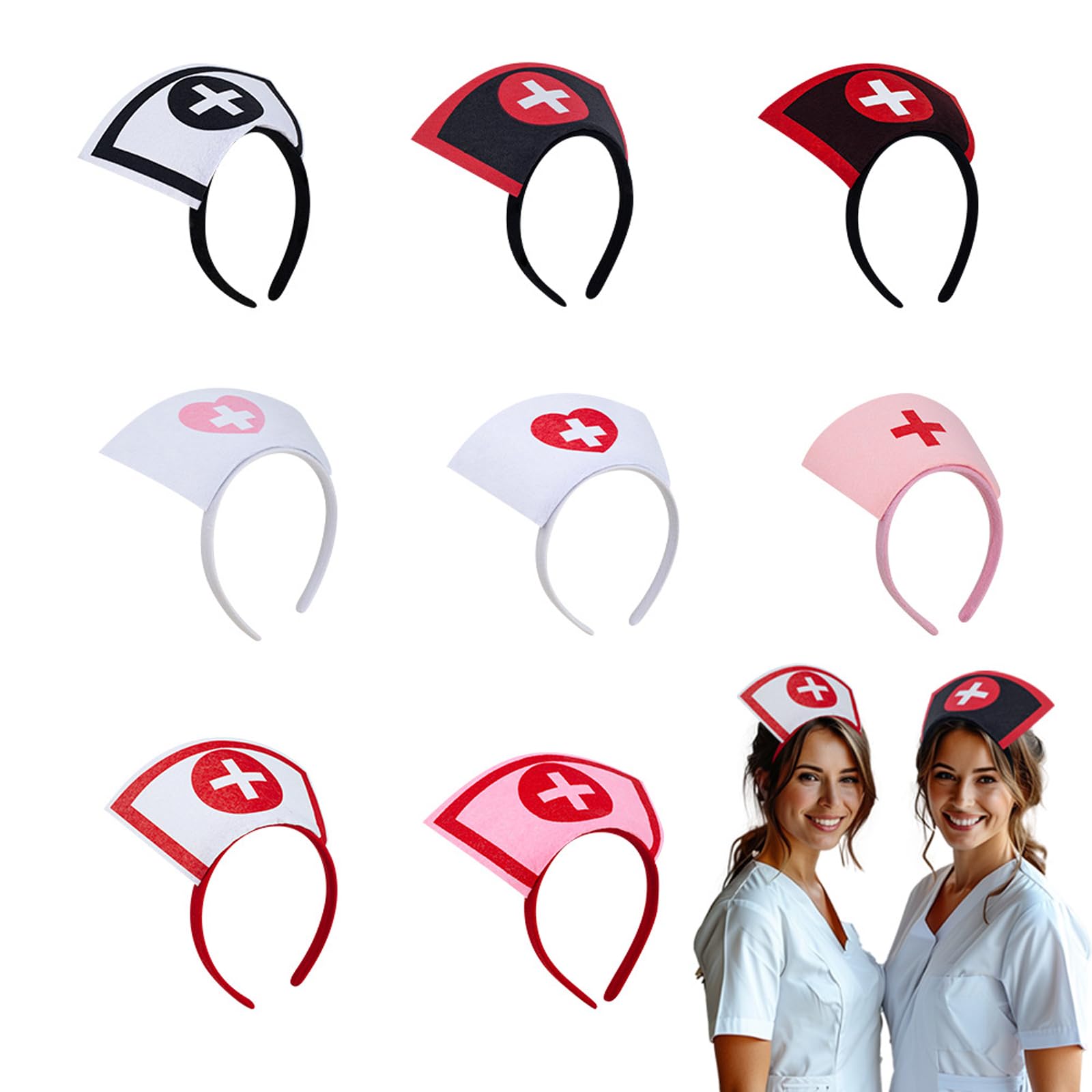 jiingekk Nurse Hat Cosplay Headbands Hospital Fancy Dress Doctor Make Up Headwear For Costume Parties And Halloween Event