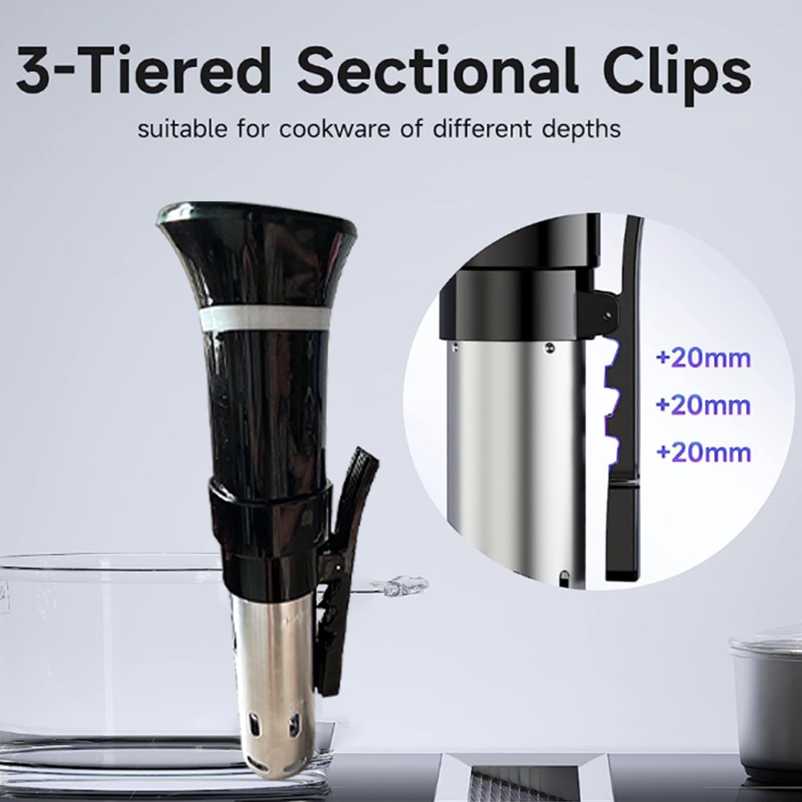 Cocina Sous Vide, circulador de inmersión térmica de 1100 W, máquina de precisión Sous Vide, calentamiento rápido con control de pantalla digital de temperatura y tiempo de receta, cocina precisa