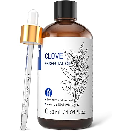 HIQILI 1 Fl Oz Clove Oil for Teeth and Gums, Oral Care, DIY Clean Spray, Aromatherapy, 100% Pure Natural Premium - 30ml
