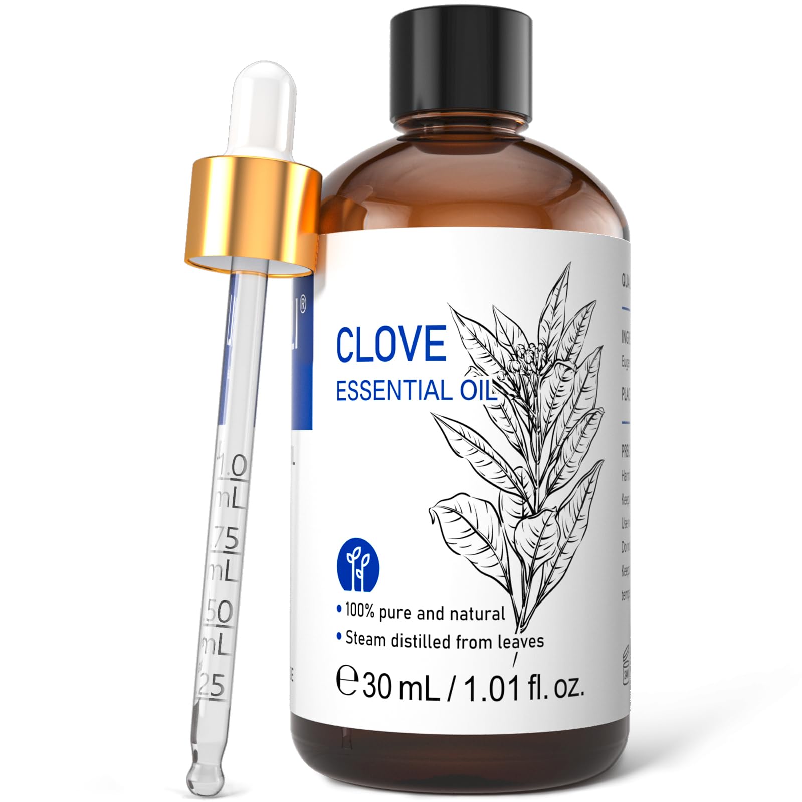 HIQILI 1 Fl Oz Clove Oil for Teeth and Gums, Oral Care, DIY Clean Spray, Aromatherapy, 100% Pure Natural Premium - 30ml