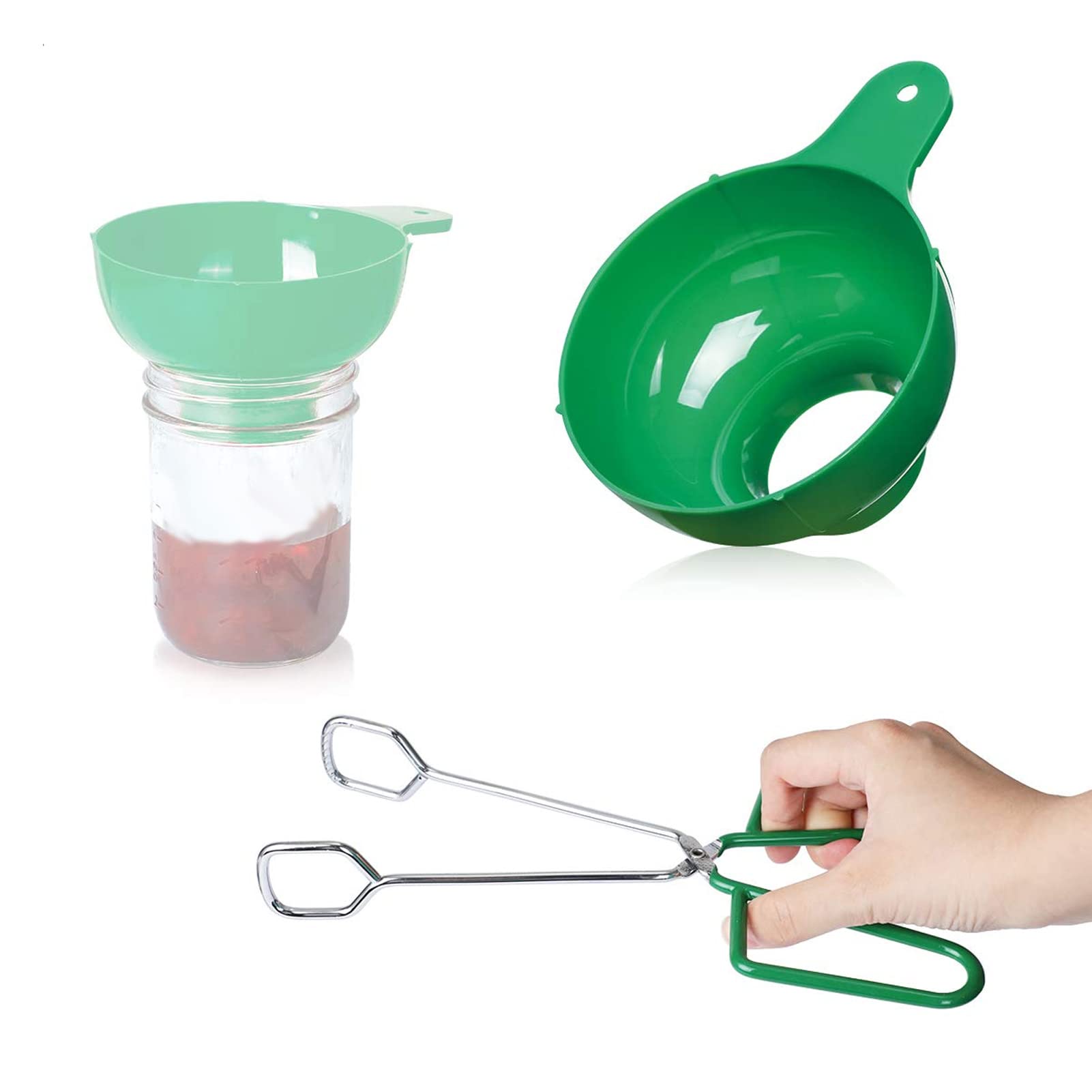 Kit de Mise en Conserve 6 Pièces, Kit de Fournitures de Mise en Conserve Verte, Ensemble de Fabrication de Confiture Comprenant un Entonnoir de Mise en Conserve, une Pince à Mise en Conserve, un Poppe