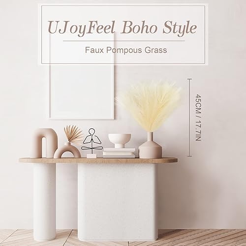 Miniatura 3 de Arreglo de decoración para el hogar de hierba de las pampas, relleno de jarrón corto de hierba de las pampas, juego de 7 tallos de hierba boho,