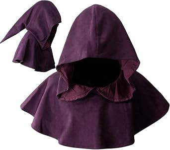 DAZCOS Multicolor Medieval Cowl Hat Sturdy Faux Suede Pagan Cosplay Accessory for Christmas Halloween