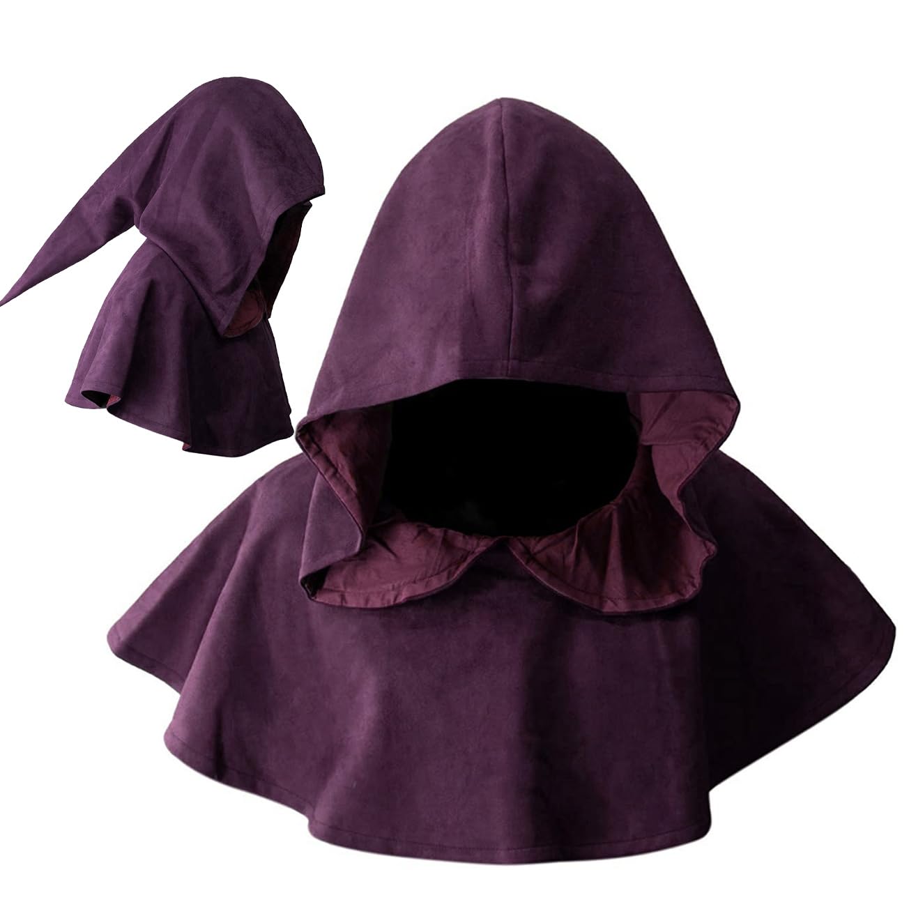 DAZCOSDAZCOS Multicolor Medieval Cowl Hat Sturdy Faux Suede Pagan Cosplay Accessory