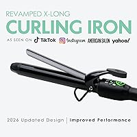 Vista 2 de MINT REVAMP - Rizador de longitud extra larga, 1 pulgada, diseño actualizado con calor más rápido, tensión de abrazadera optimizada y comodidad