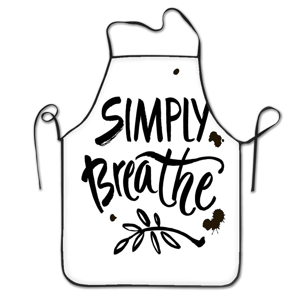 Funny Personality Apron simply breathe inspirational quote white ink modern brush calligraphy simply breathe Chef Kitchen Aprons 20.4 28.3 inch