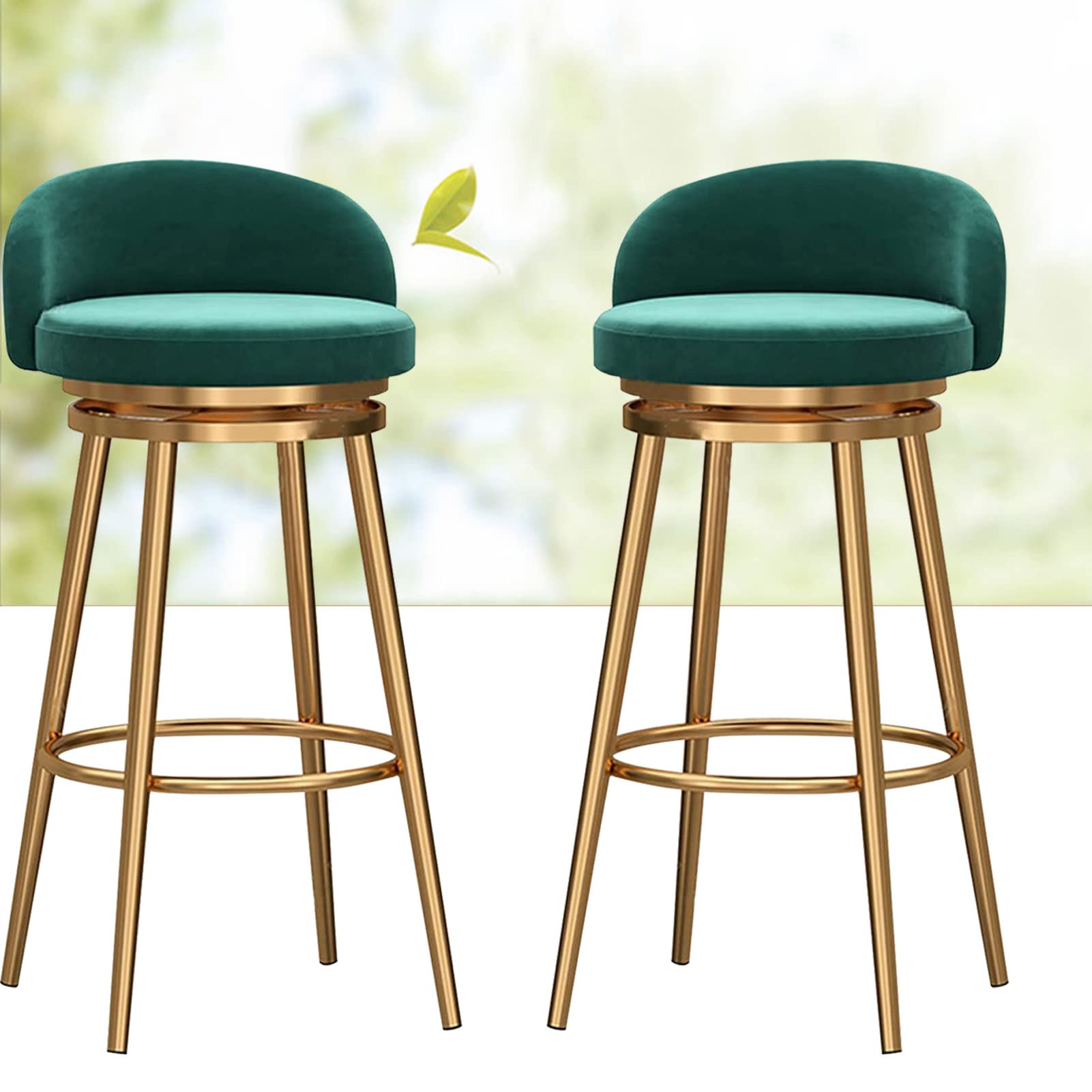 Tabouret de cuisine en velours lot de 2 avec dossier chaise de comptoir haute
