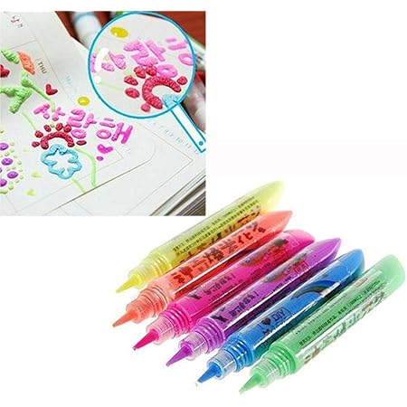 Amazon Co Jp Dragon Honor カラーペン ポップコーンペン マジックのペン ふくらむカラーペン 3d効果 ペンセット 描画 落書き 塗り絵 Diy 6色セット 6色セット ホビー