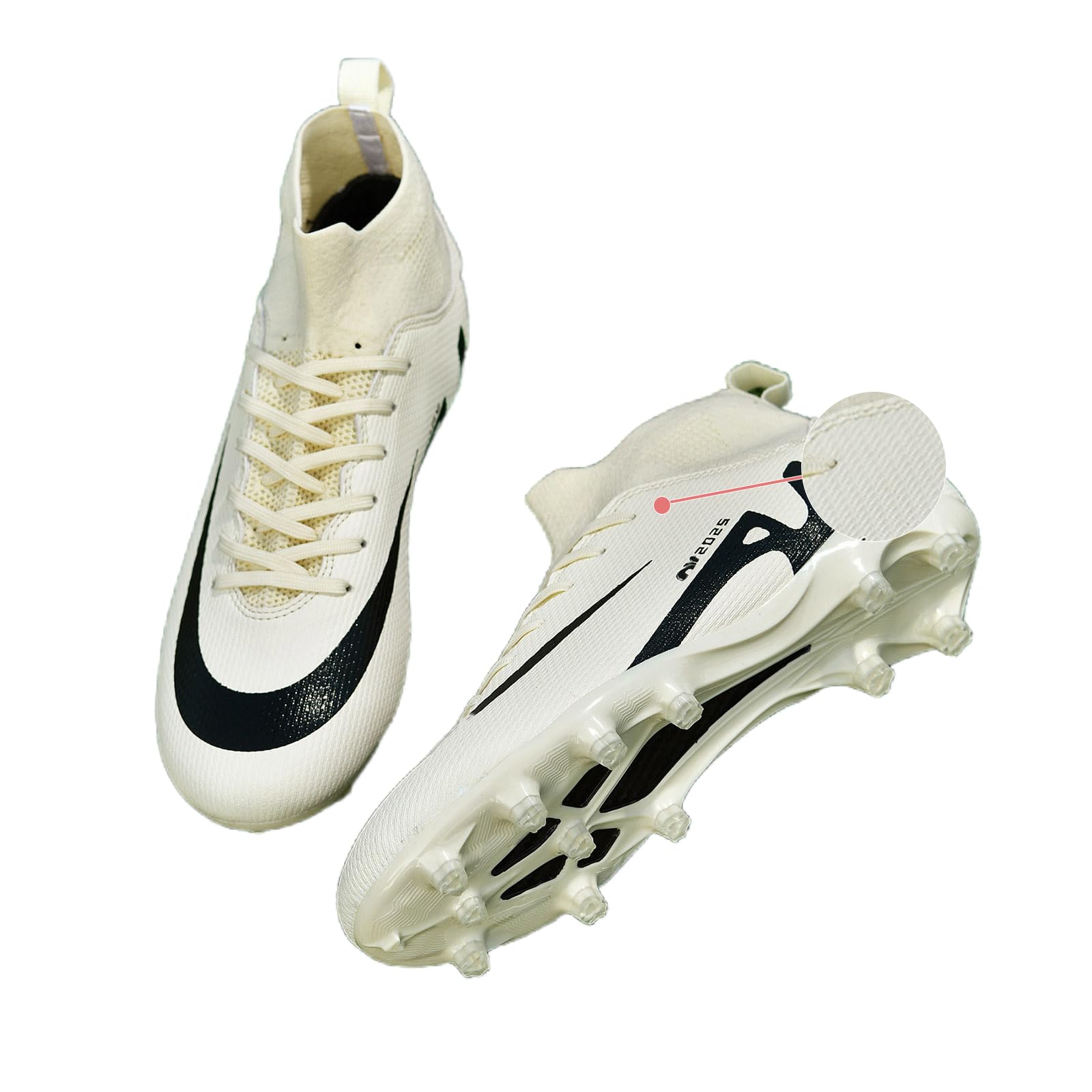 Mens High-Top Soccer Cleats Womens Turf Football Shoes Boys Girls Lightweight Youth Professional Indoor Outdoor AG Black Purple Pink