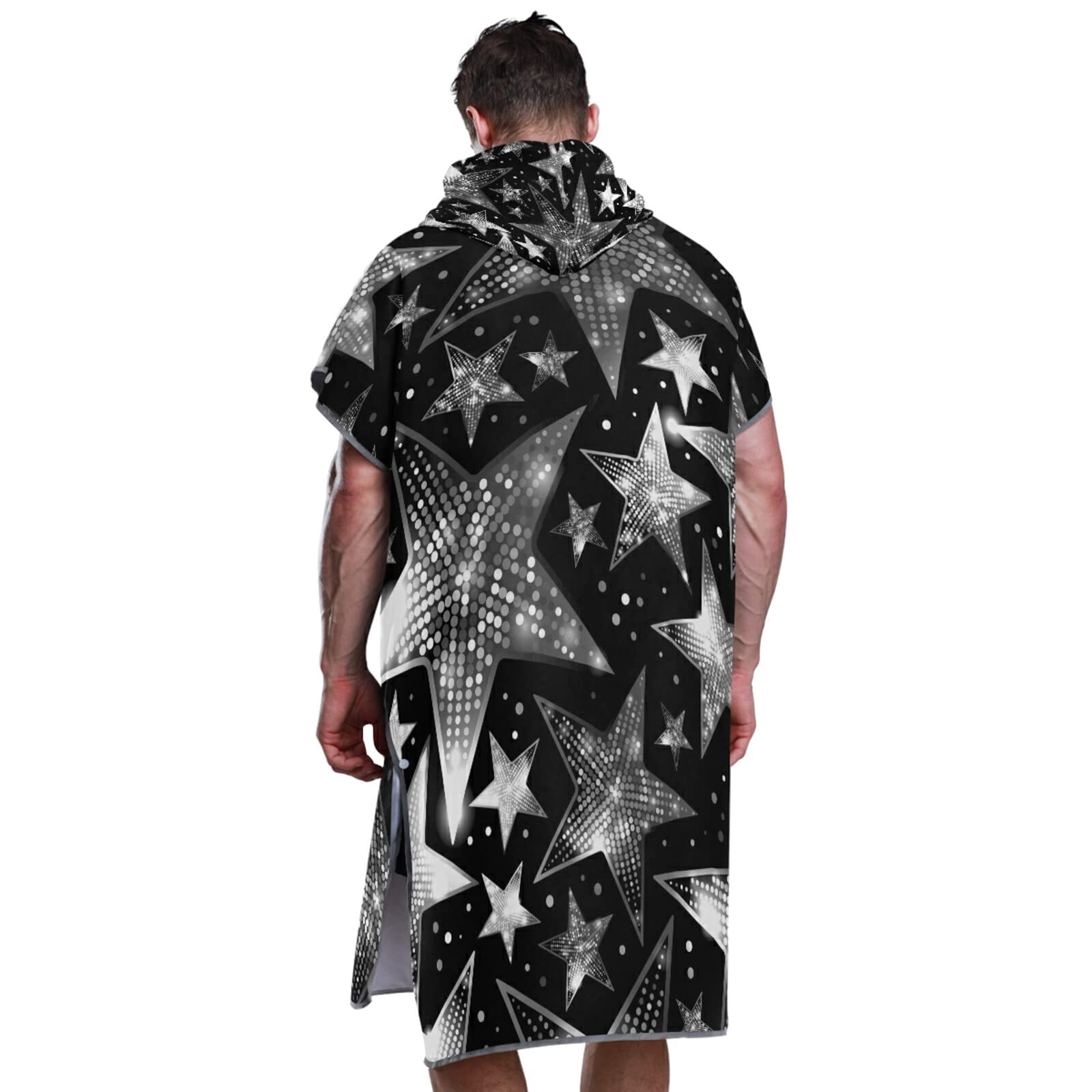 Poncho de surf noir avec capuche et poche, séchage rapide, en microfibre pour bain, plage, extérieur