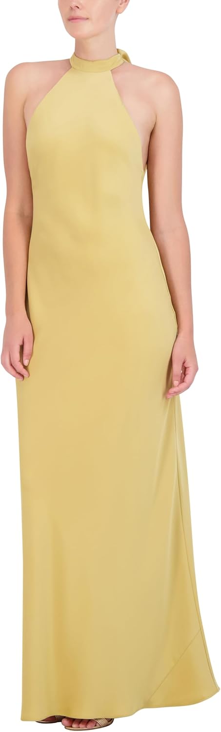 BCBGMAXAZRIA Women's Sleeveless Halter Neck Long Evening Dress