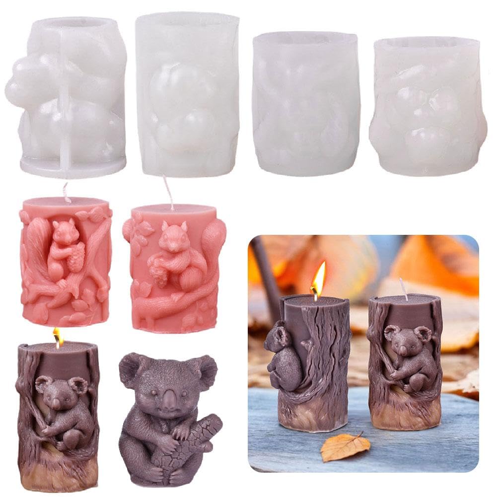 Moule Silicone Koala Et Écureuil Pour Bougies Résine Gypse Aromathérapie - Kit Créatif Animal