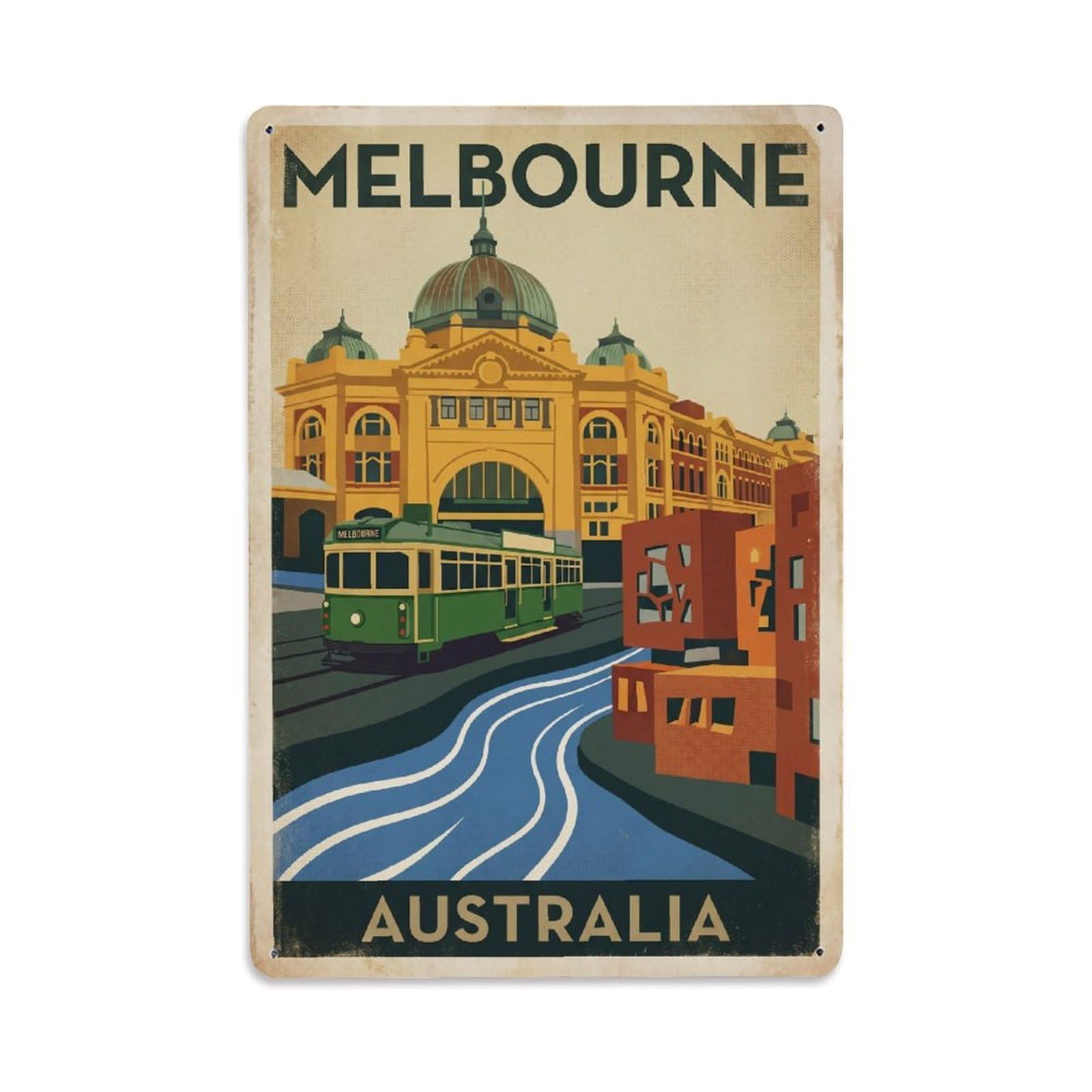 Metal Tin Sign Travel Retro Australia Melbourne