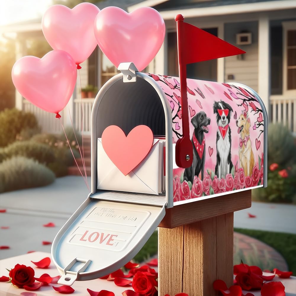 Valentine's Day Magnetic Mailbox Cover, Made of Polyester Oxford Cloth, UV Resistant, Reusable, Size 21 x 18 inches (8, 21 * 18)