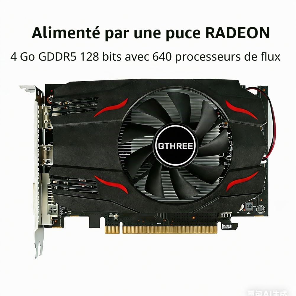 QTHREE Radeon RX 550 Carte Graphique, 4GB GDDR5 128-bit, DVI-D, HDMI, DisplayPort, PCI Express x8, Gaming Carte Video PC, DirectX 12, Computer GPU