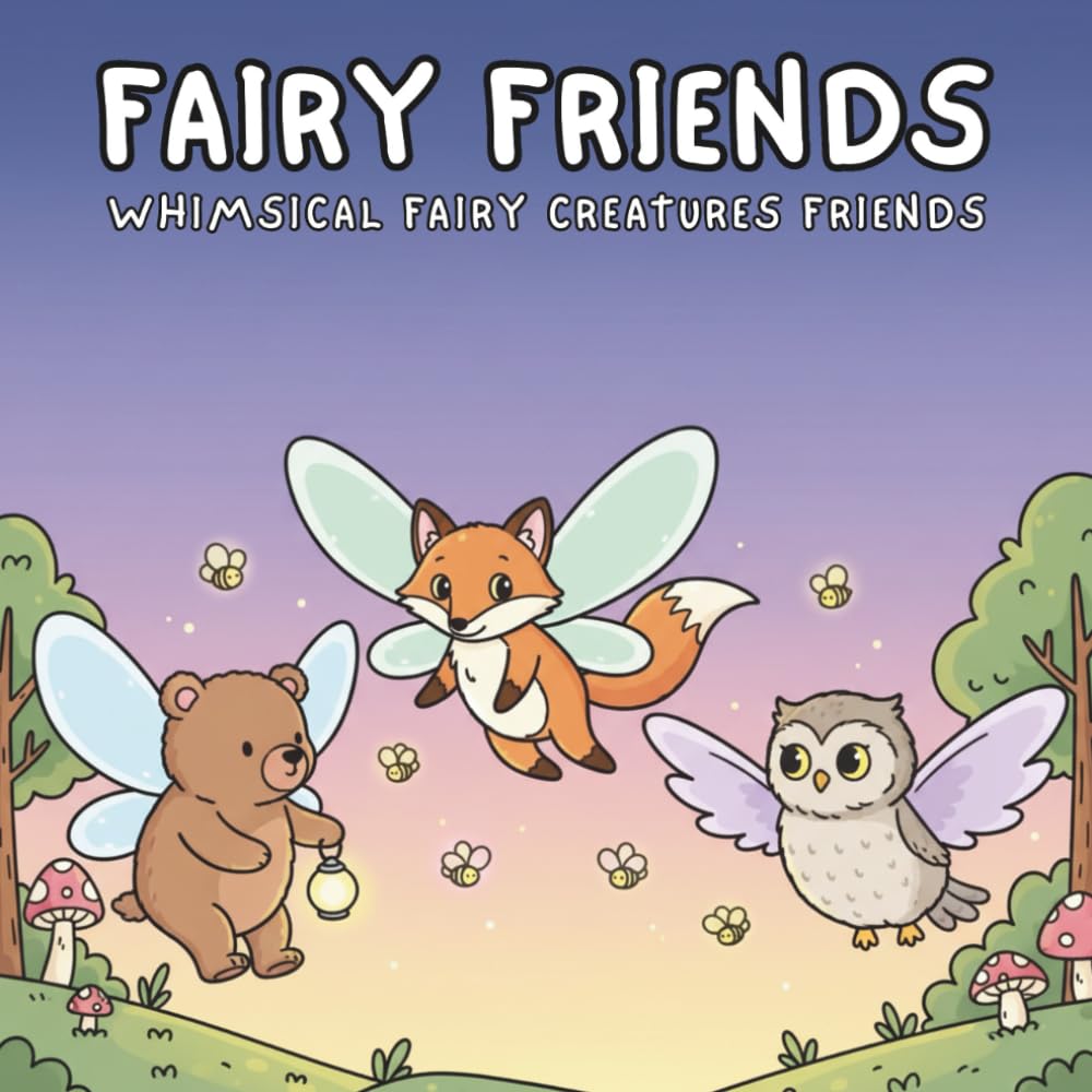 Fairy Friend Coloring Book: Easy and Cute Fairy Coloring Pages with Sweet Magical Scenes and Animal Friends