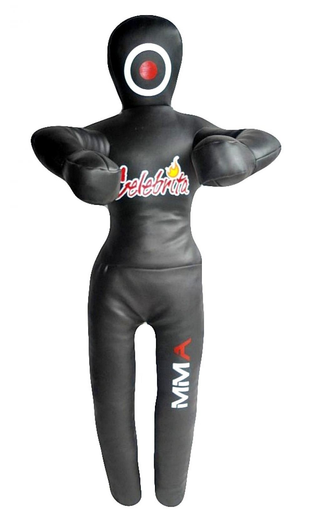 Celebrita Italy Punching Bag MMA Grappling Judo Dummy unfilled - Fighting Position MMA331 Leather - Black 70" Up to 55kg/121 lb