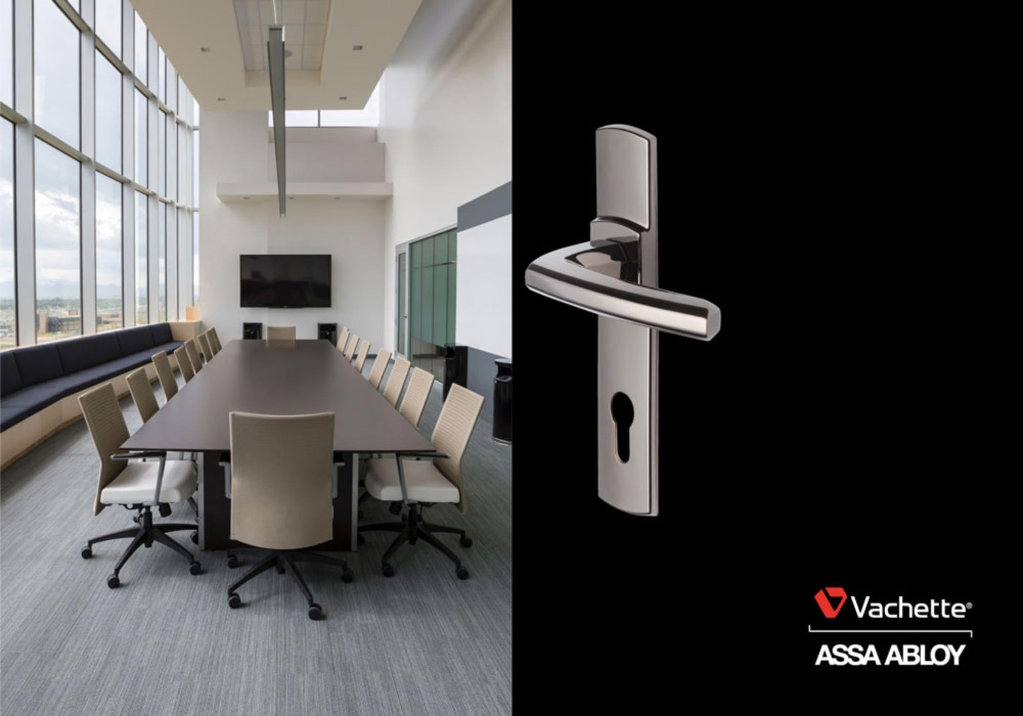 Vachette Set de Poignée de Porte sur Plaque SCULT - Version Clé I pour Porte d'Entrée/Cave/Abris de Jardin - Entraxe 165 mm - Matériau Zamak Résistant - Garantie 10 Ans - Finition Diamant Noir