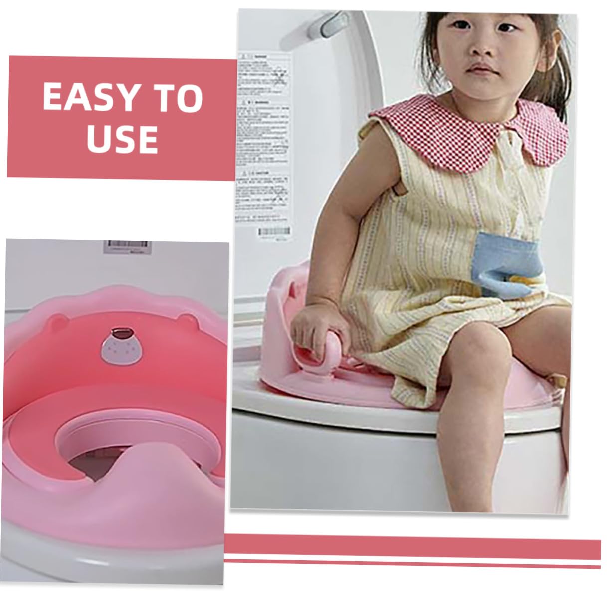 Potty Training Seat with TPE Cushion and Non-Slip Design Removable Ladder for Lion-Themed Pink Toilet Trainer for Boys and Easy-Clean Toilet Seat