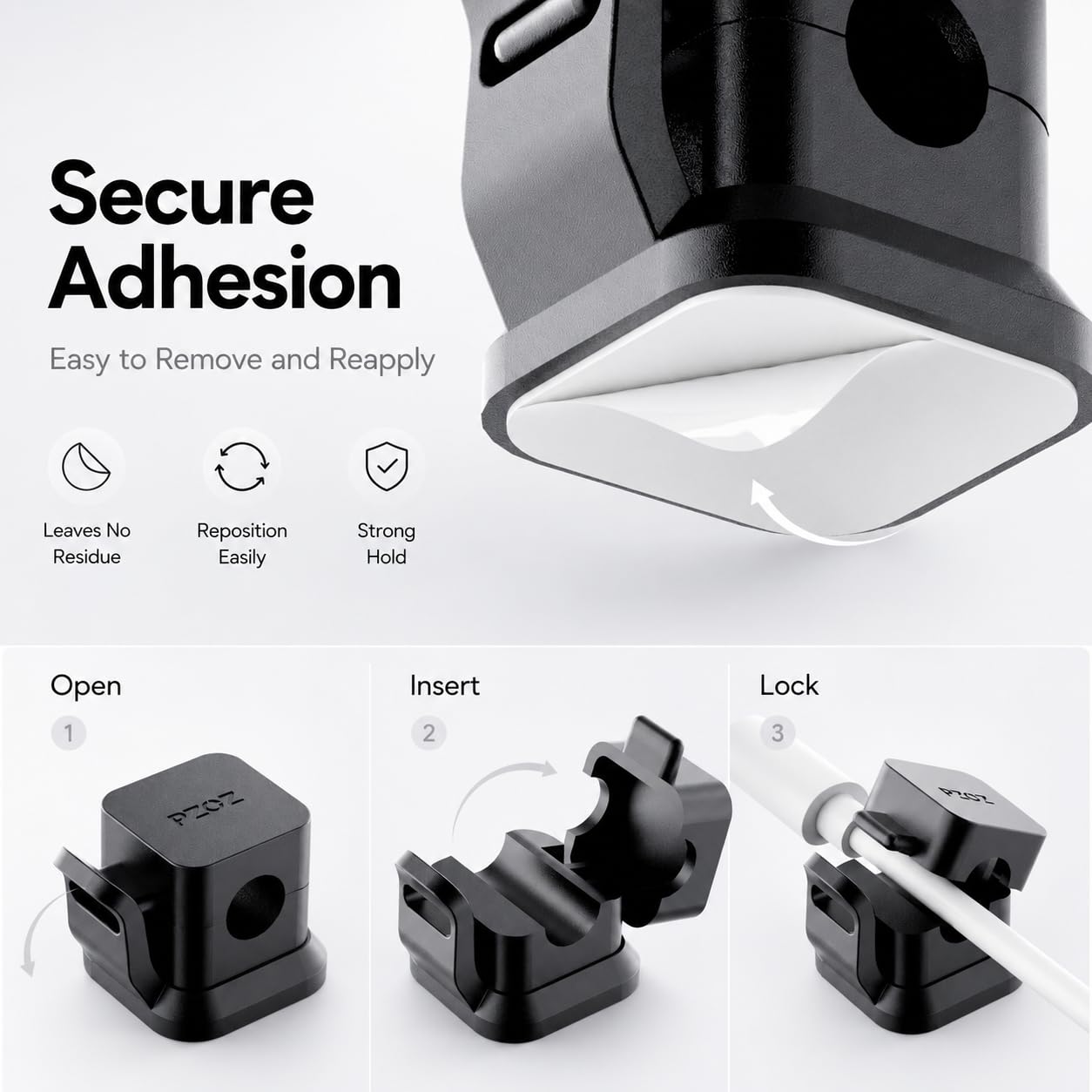 PZOZ Cable Clips 6 Pack, Adhesive Cable Management Clips with Secure Buckle — Amazon image 5