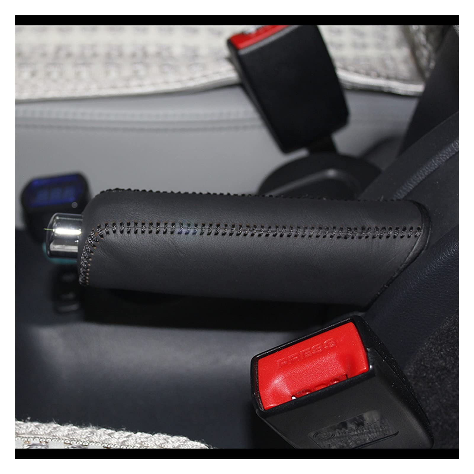 Leder-Handbremsgriffe Für Natürliche Lederabdeckung Auf Handbremsauto-Zubehör Innenraum handbremse schutzhülle 425 (Color Name : Black)