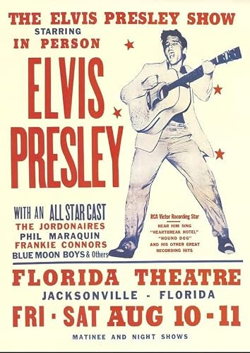 Image of Funky Print elvis presley Retro Vintage Rock Concert Gig Poster Wall Art (A2 420 x 594mm)