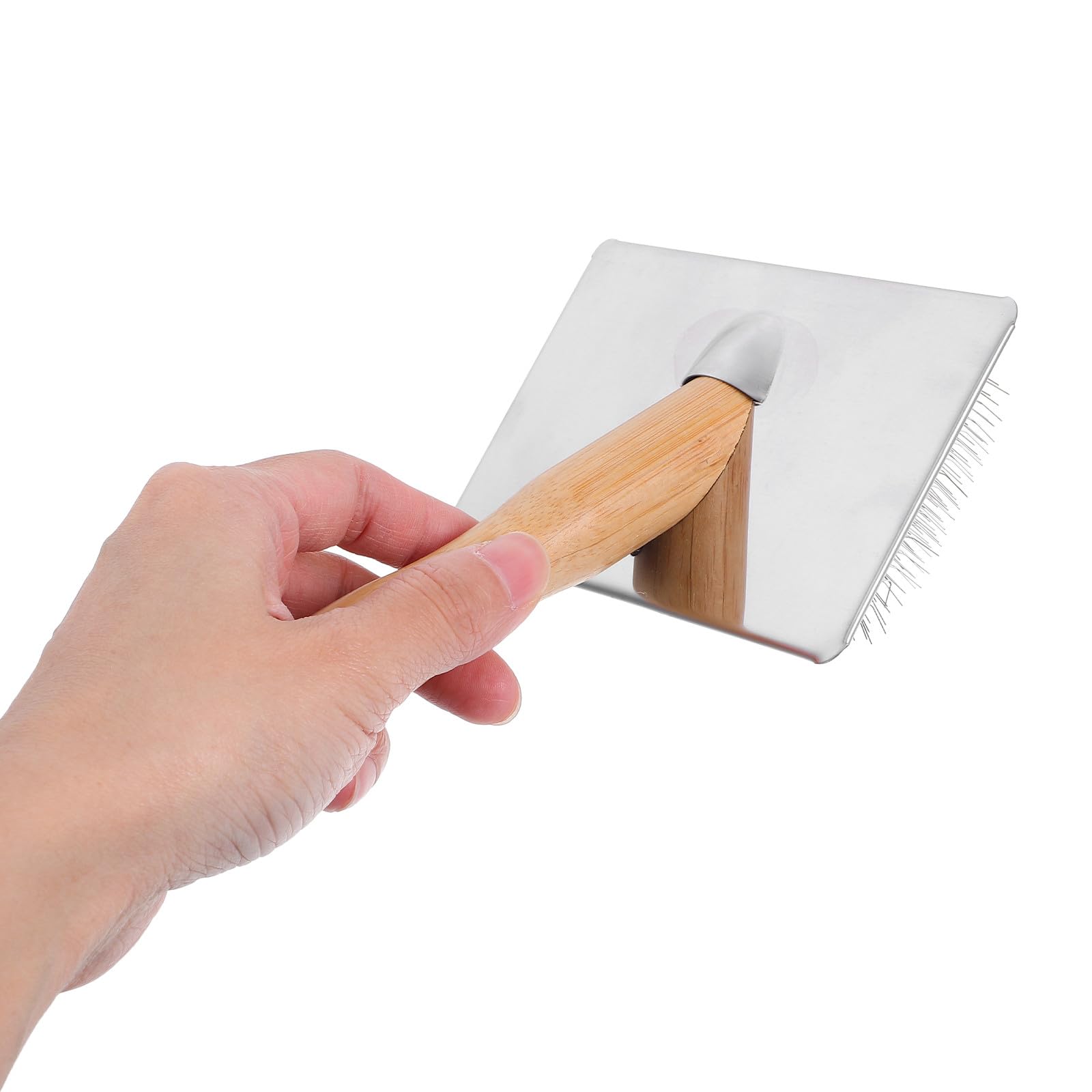 VINTORKY Spazzola per Lana Manico in Legno Ergonomico per Infeltrimento a Mano, Attrezzi in Ferro per Filatura e Progetti Artigianali di Infeltrimento Efficiente