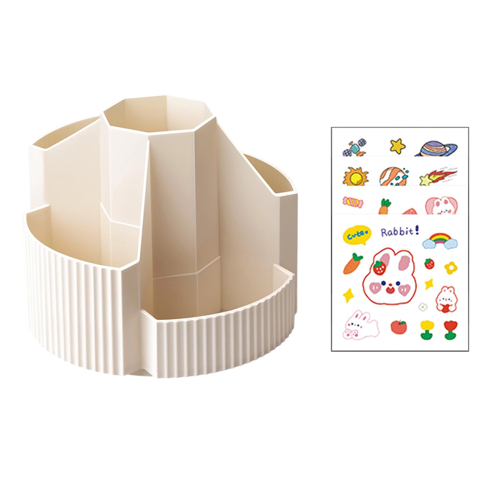 Hsioluted Off W Hite Space Saving Rotating Stationery Organizer 360 Design For Efficient Home Creative Supplies Container