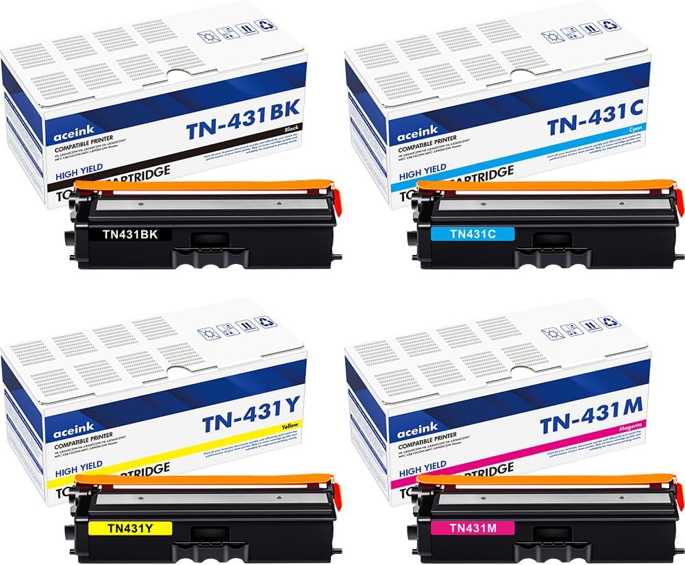 TN-431 TN 431 Toner Cartridges 4-Packs: TN433 TN-433 Replacement for Brother TN431 TN-431 for MFC-L8900CDW HL-L8360CDW MFC-L8610CDW HL-L8260CDW HL-L8360CDWT Printer Ink