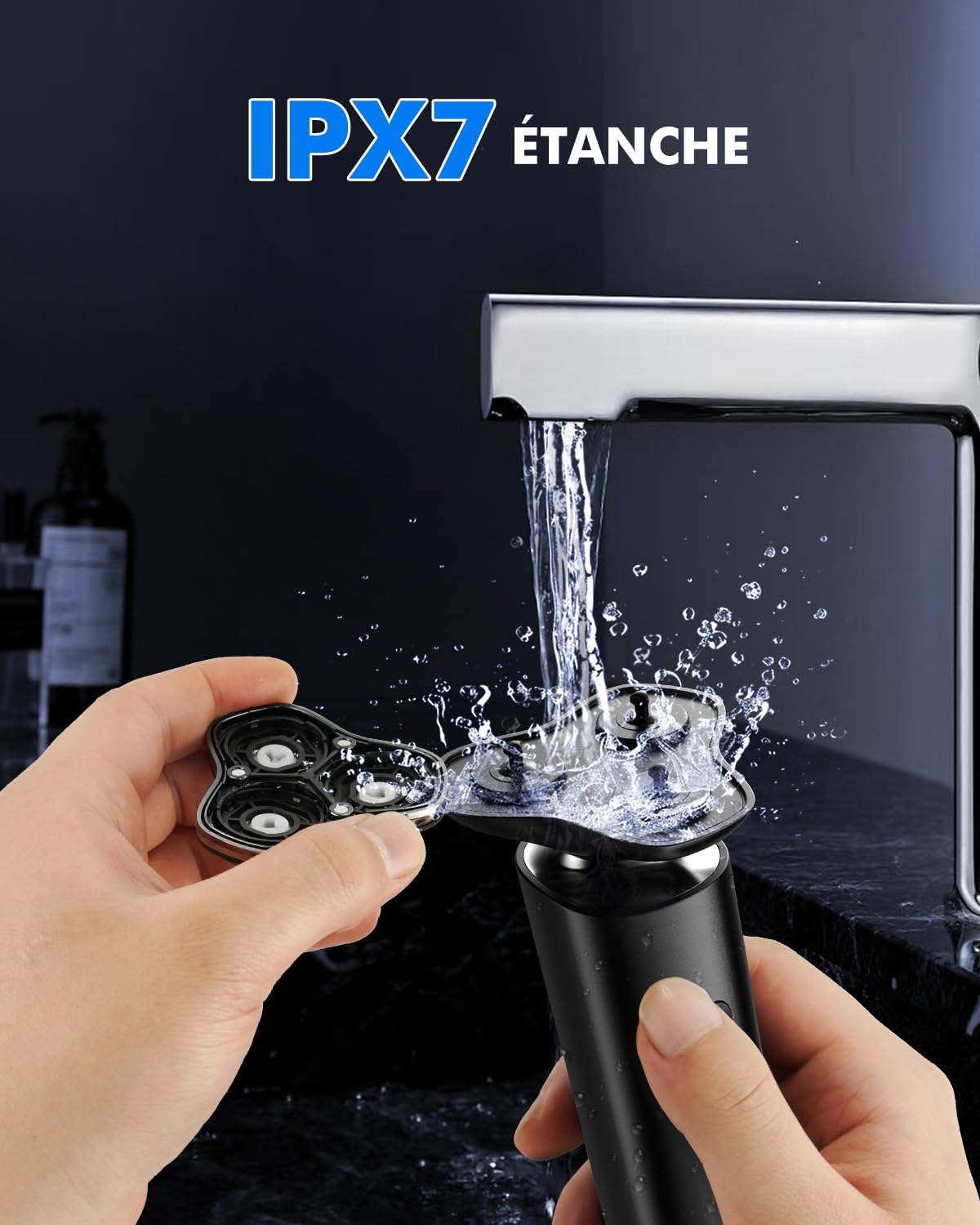 Rasoir Électrique Homme 3 en 1, Rasoir Electrique Tondeuse Barbe Hommes avec Tondeuse de Précision pour Barbe et Nez, 3D Têtes Flottantes, IPX7 Étanche Rasage Sec et Humide, Écran LCD & USB-C