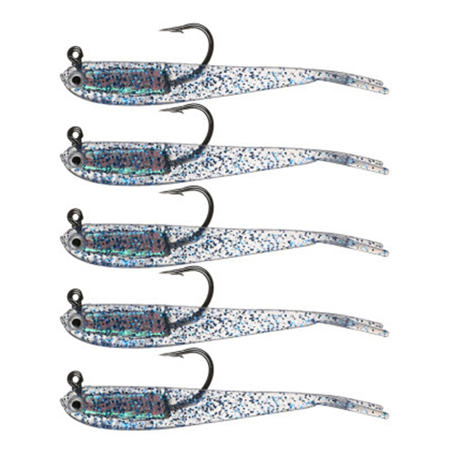 Esche da pesca, Occhi 3D esca da pesca morbida, Es 5 pezzi esca morbida coda di forchetta for pesce morbido con gancio attrezzatura da pesca in acqua dolce in plastica artificiale in silicone testa es