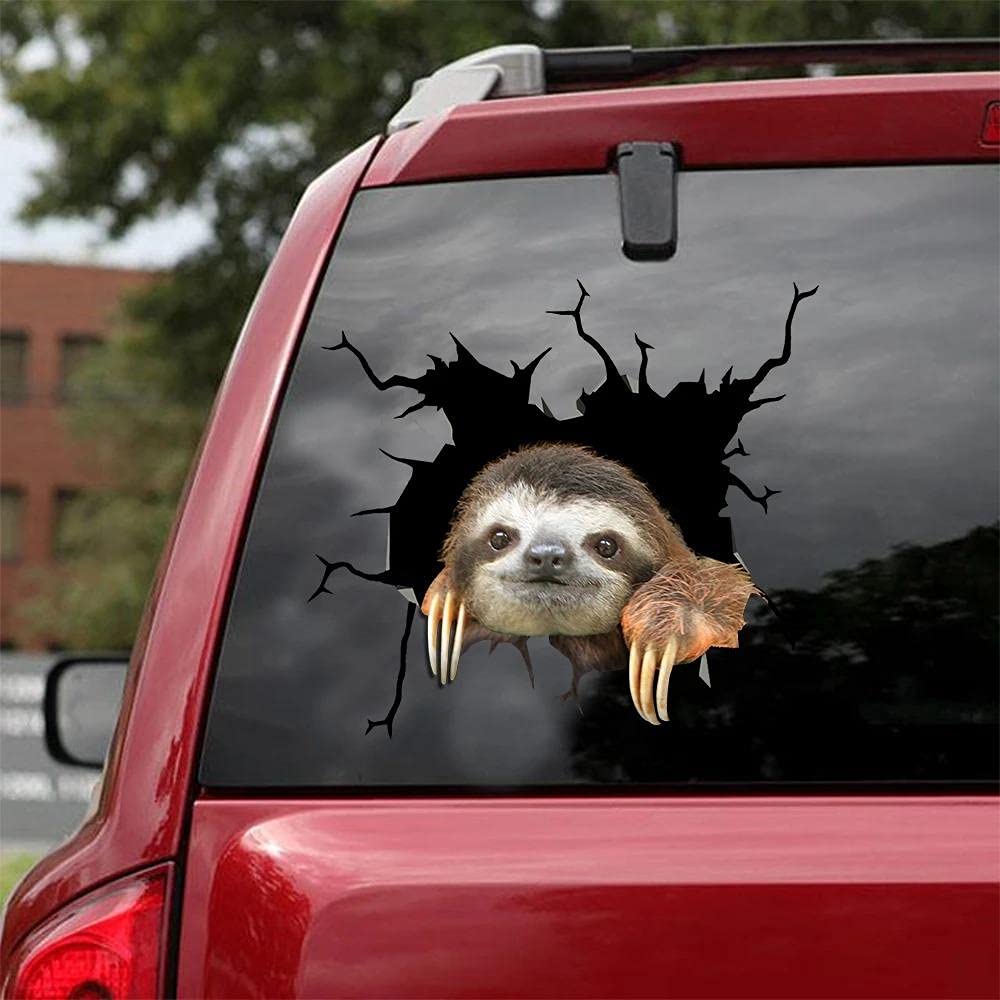 Dog Decal 3D Car Decal Sloth Crack car Sticker Decoration for Car Windows，Bumper Stickers, Refrigerator Stickers, Toilet Stickers