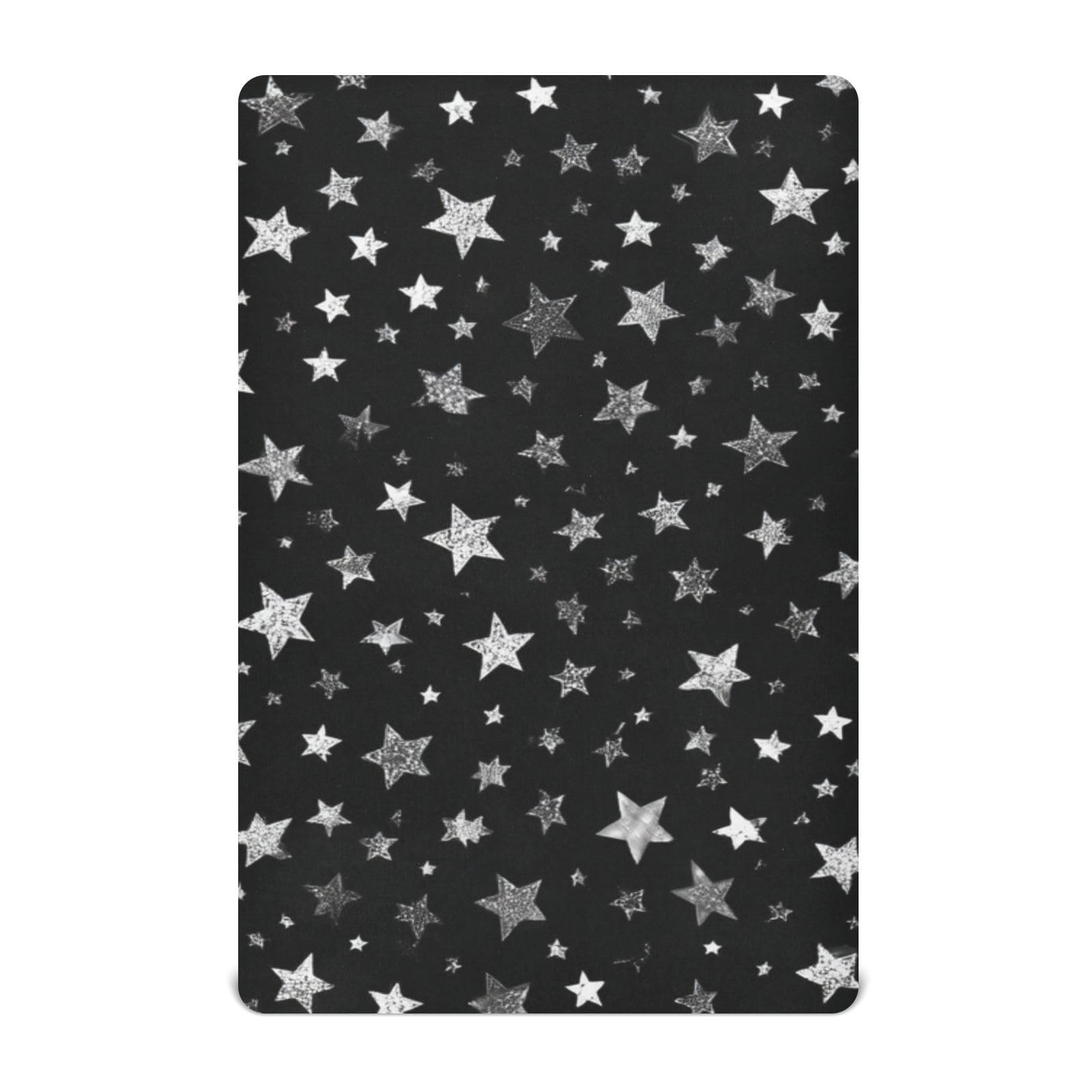 Crib Sheet Breathable Soft Crib Mattress Sheet for Baby Toddler Boys Girls Fitted Crib Sheet Fit Standard Crib Mattress 52 x 28 Inch Sparkly Silver Stars
