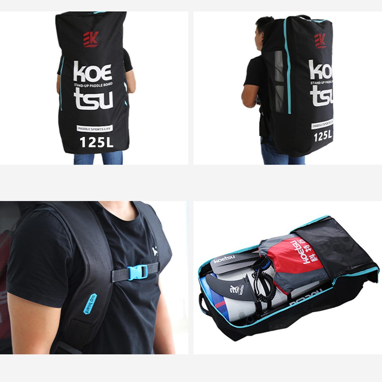 Sac à Dos pour Planche à pagaie, Sac à pagaie pour Kayak 125 L, Sac à Dos étanche pour Planche à pagaie Gonflable, Sac de Rangement pour Kayak, Rafting, Bateau