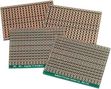 SB5 Snappable PCB BreadBoard with 5-Hole Strips, Scored PCB, Snaps Into 4 Small Boards, 2-Layer, Plated Holes, Power Rails, 2.8 x 3.8in (73.7 x 96.5mm)