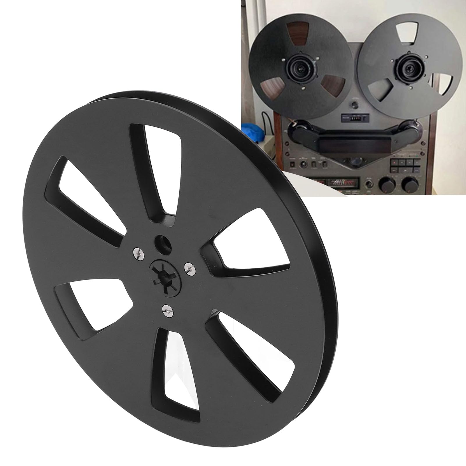 Bobine de ruban sonore vide en aluminium de qualité supérieure de 17,8 cm pour magnétophone à bande - Utilisation universelle (noir)
