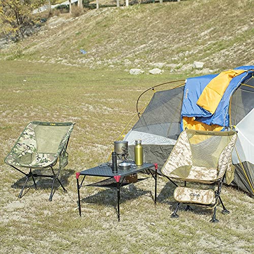 Iclimb 1 Desert Camouflage Folding Chair With Large Feet And 1 Folding Table Bundle, Ultralight Compact For Solo Adult Backpacking Camping Hiking Beach Concert Indoor Outdoor #TOP7
