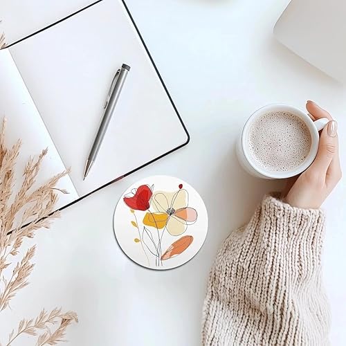 Miniatura 5 de Juego de 6 posavasos bohemios con base de corcho y soporte, posavasos redondos de cerámica absorbentes estéticos para decoración de mesa, regalo de